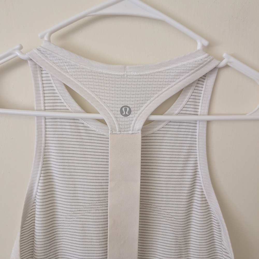 lululemon athletica Womens 4 Swiftly Tech T-Back Tank Top White Activewear - Picture 5 of 6